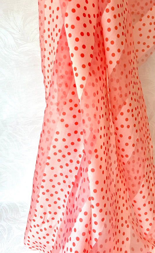 Sheer Orange Dots and Stripes - Half Yard
