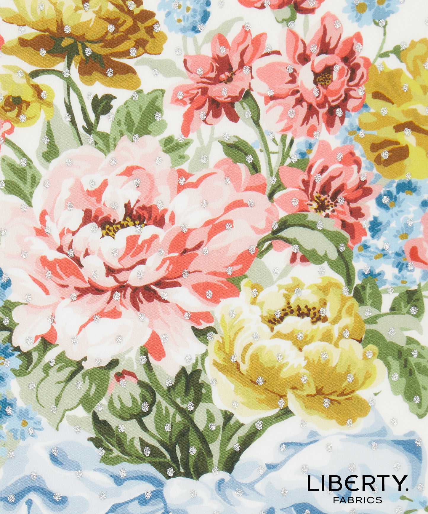 Bow Bouquet Dot Lt Blue - Liberty Cotton Tana Lawn - Half Yard