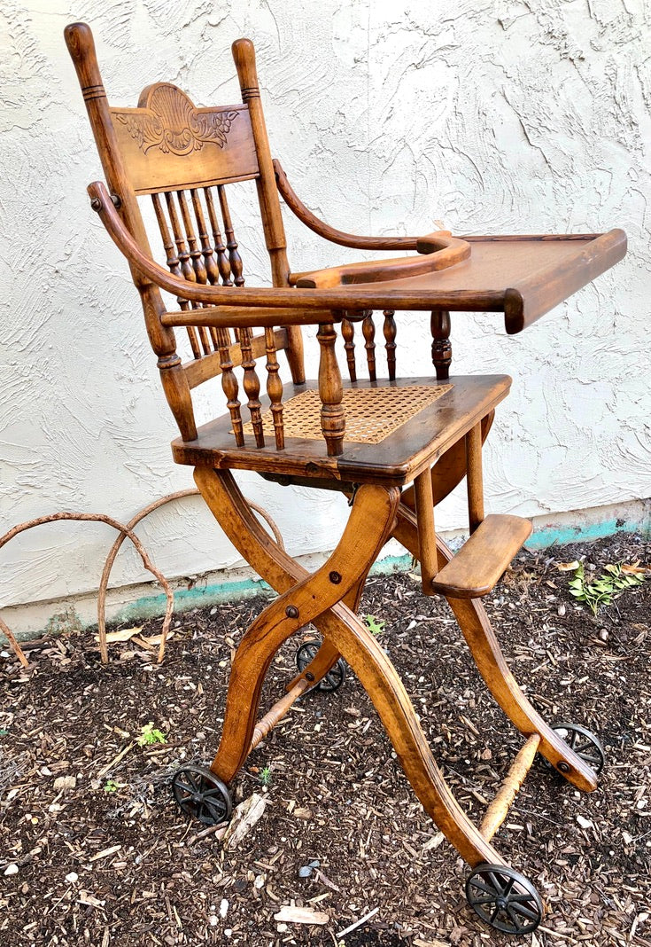 Victorian High-Low Wood High Chair