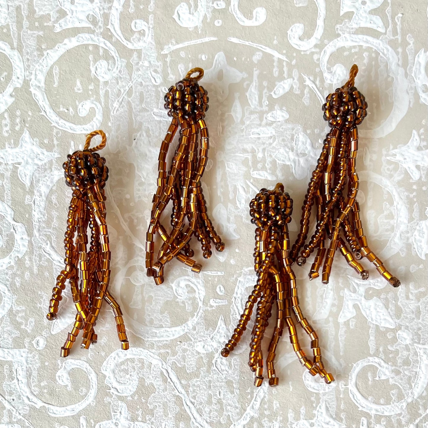 Glass Beaded Tassels 1-3/4" - Vintage - Multiple Colors