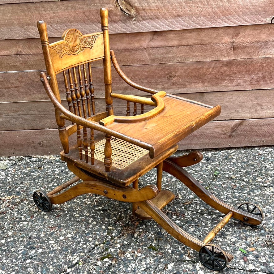 Victorian High Low Wood High Chair Rose Mille