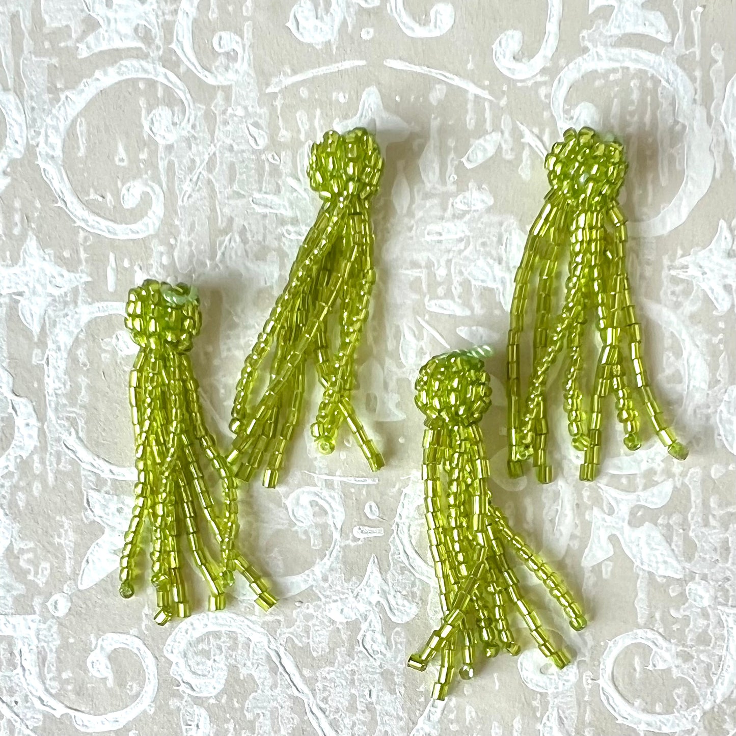 Glass Beaded Tassels 1-3/4" - Vintage - Multiple Colors