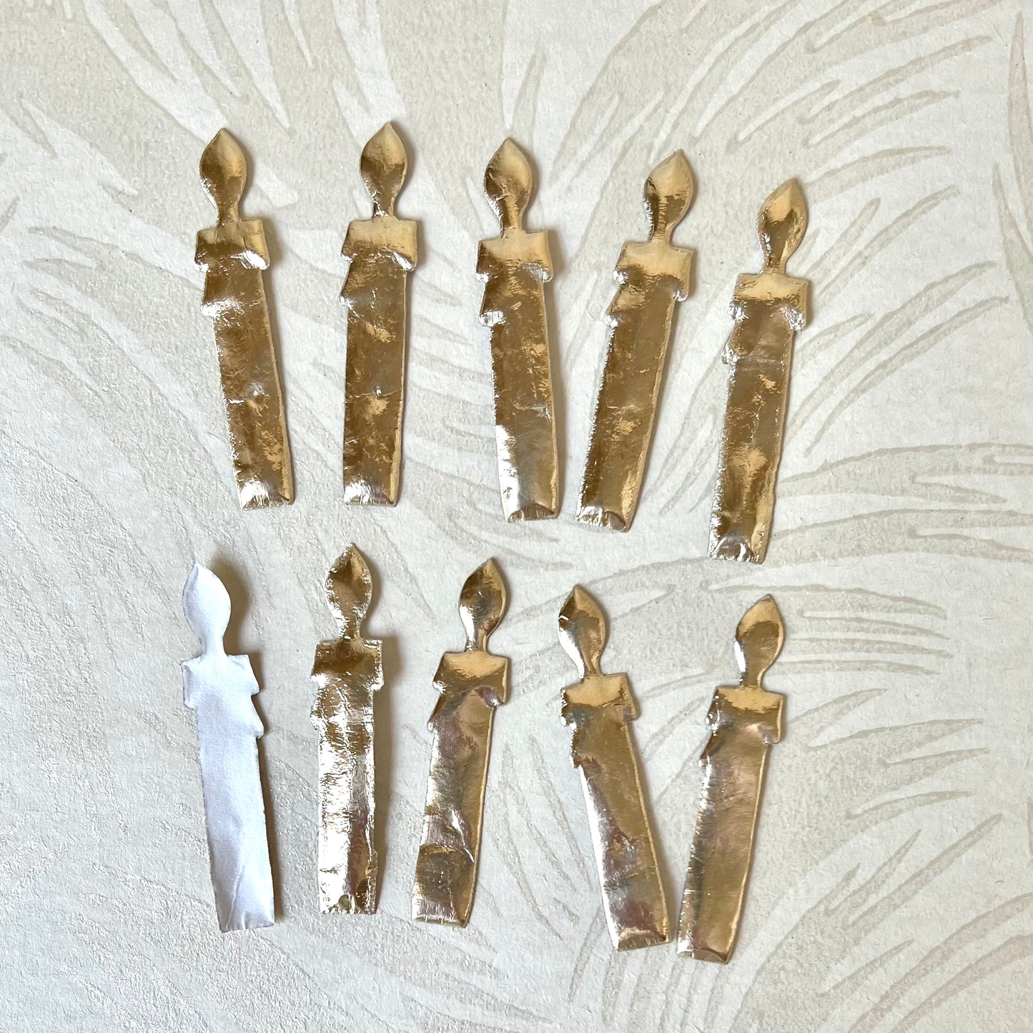 Gold Foil Paper Candles Set of 10