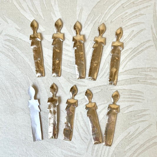 Gold Foil Paper Candles Set of 10