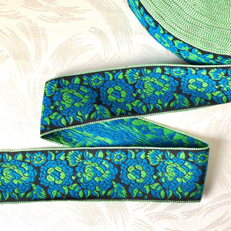 Wide Jacquard Cotton Ribbon Trim - Vintage - Multiple Colorways