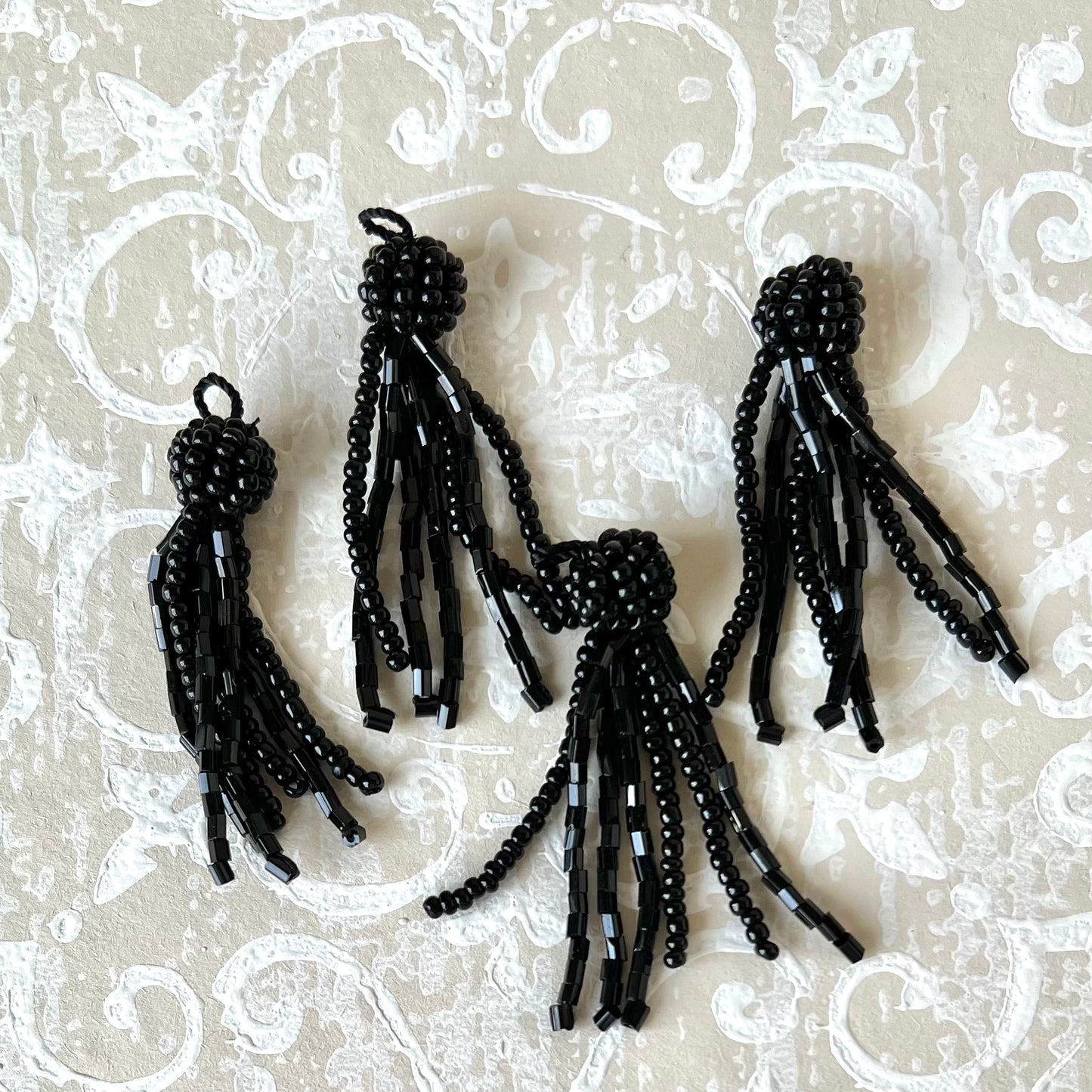 Glass Beaded Tassels 1-3/4" - Vintage - Multiple Colors