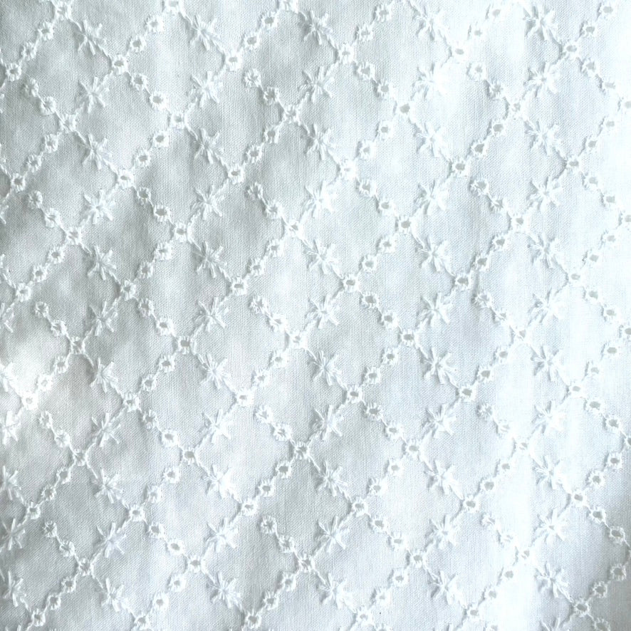 Criss Cross with Flowers Organic Cotton Eyelet Fabric