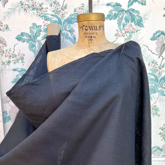 Black Linen Medium Weight Fabric - Half Yard