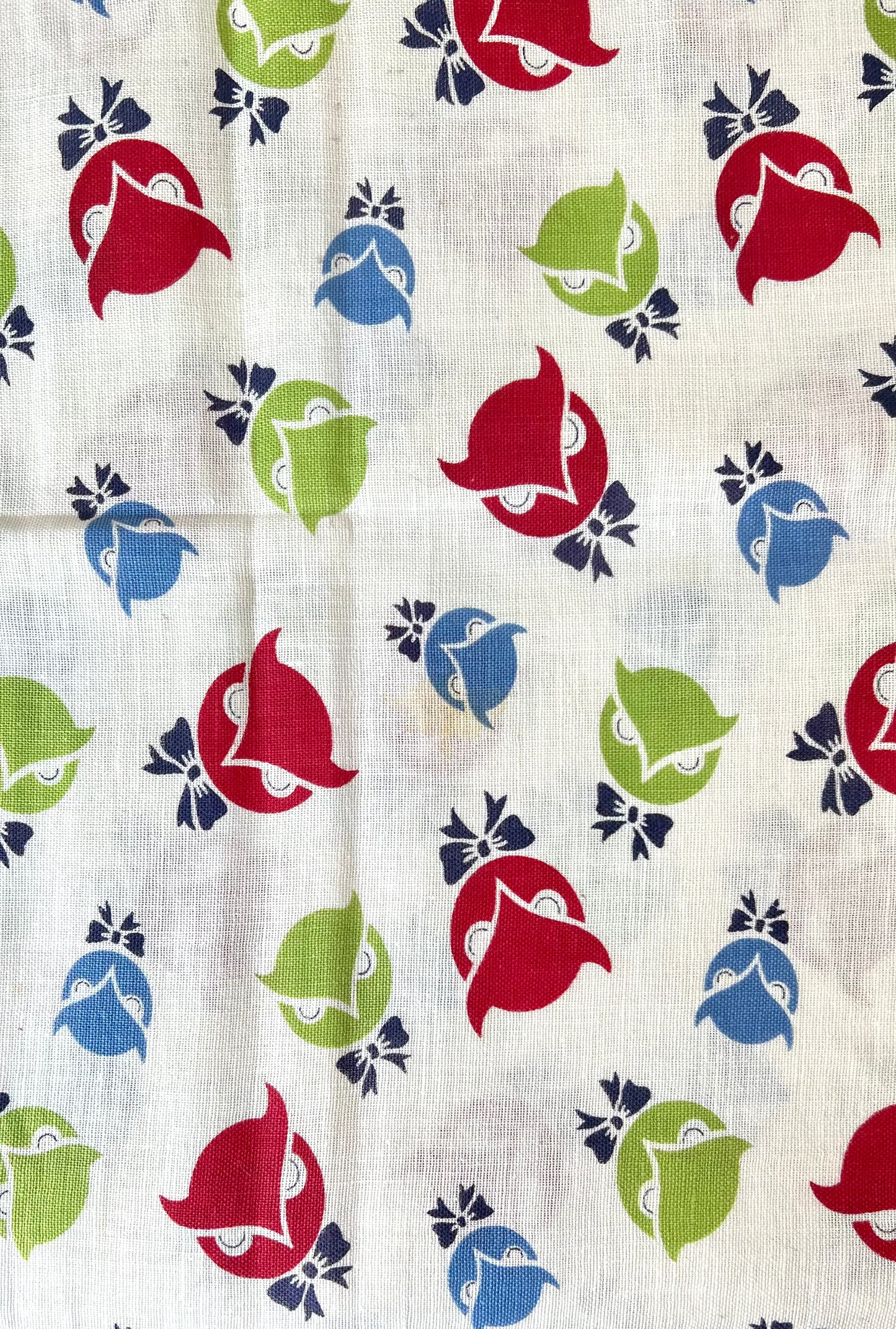 Owl Face Feedsack Fabric - Vintage