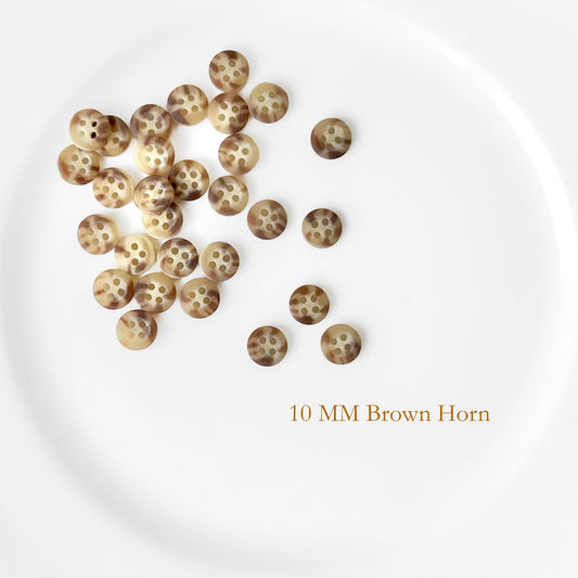 Basic Brown Horn 10MM & 13MM Buttons - Vintage