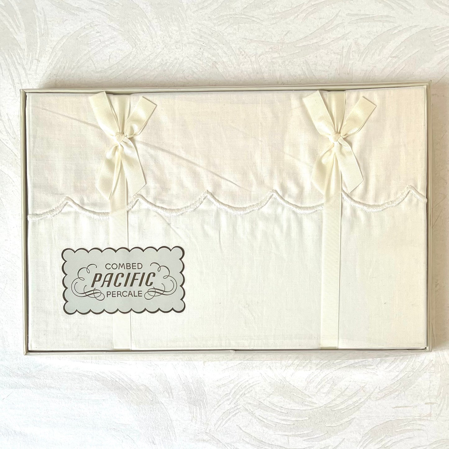 Vintage Cotton Scalloped Edge Pacific Percale Pillowcases