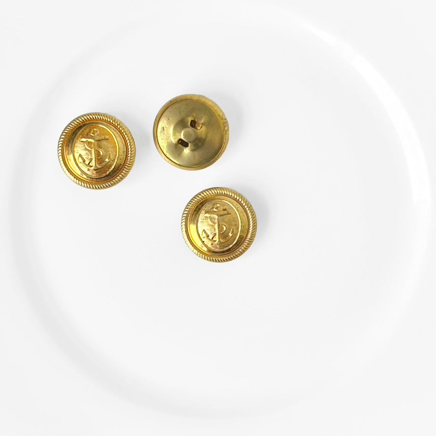 23MM Gold Metal Anchor Shank Buttons - Vintage