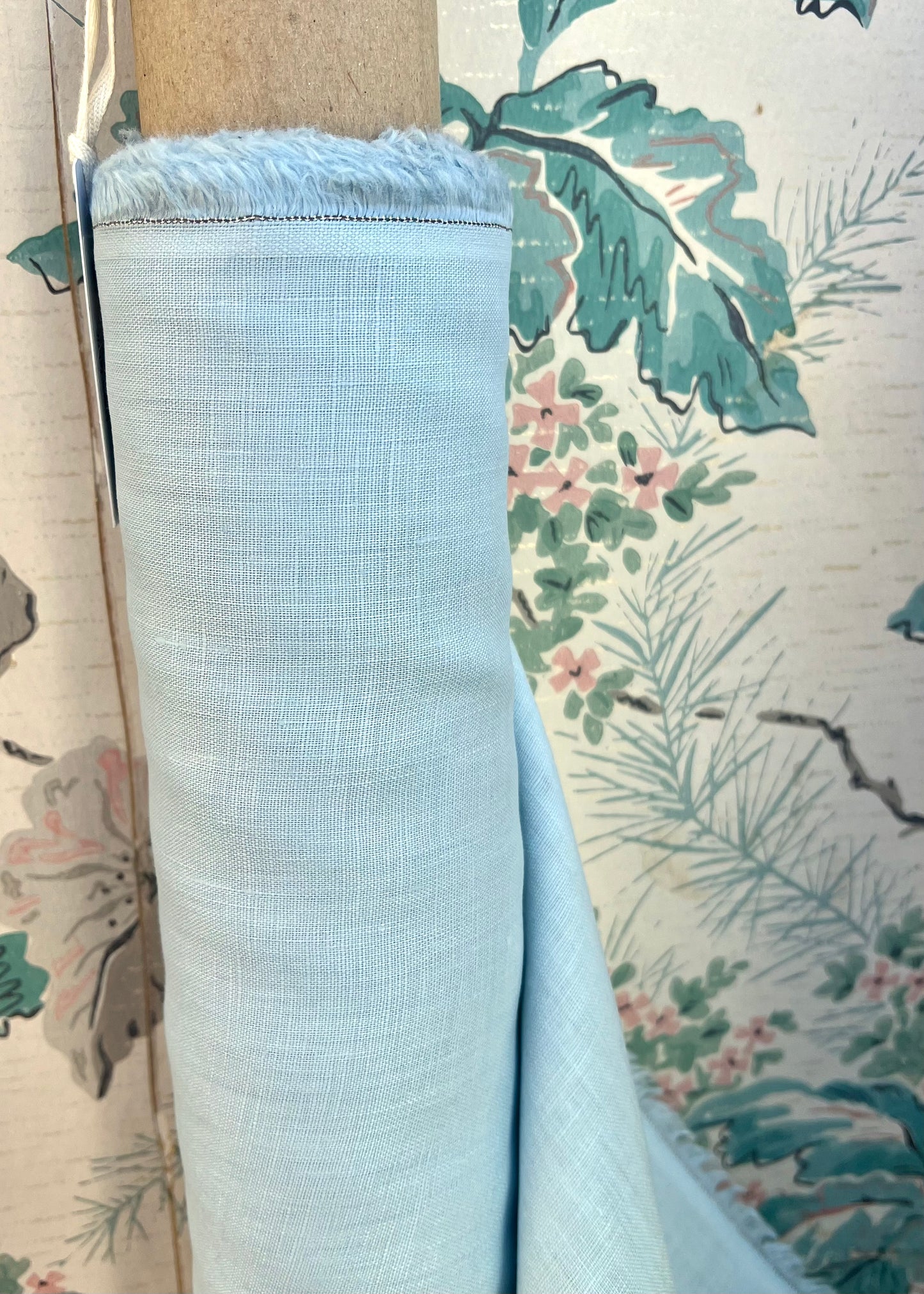 Lightweight Light Blue Chambray Linen Fabric - Half Yard