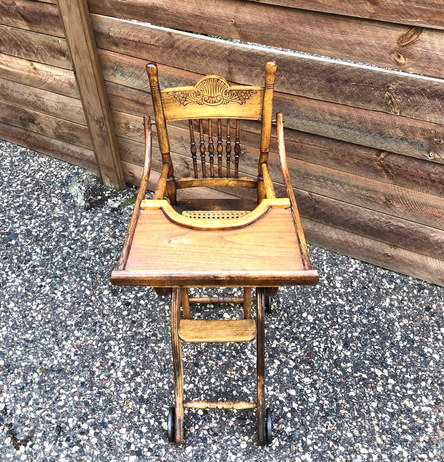 Victorian High-Low Wood High Chair
