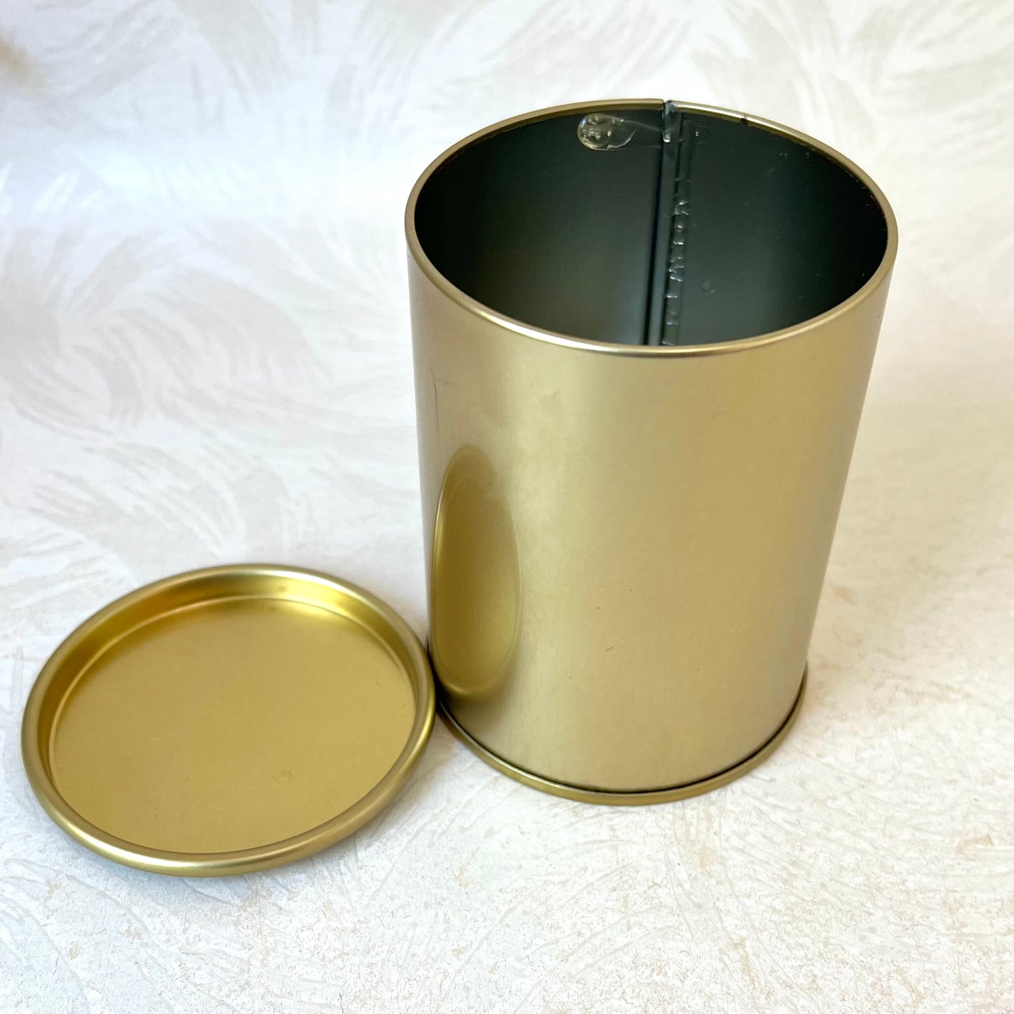 Round Gold Cylinder Tin Box