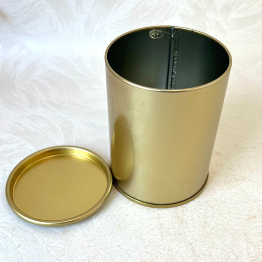 Round Gold Cylinder Tin Box