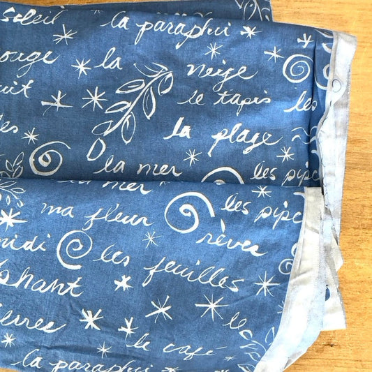 French Script Decorator Fabric - Vintage