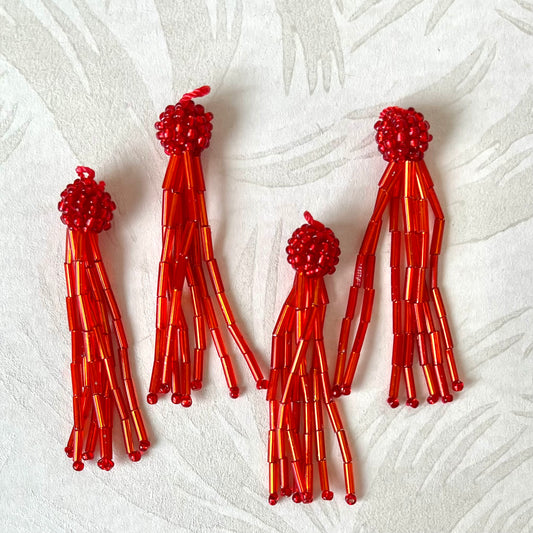 Glass Bugle & Seed Bead Tassels 2 ¼” - Vintage - Multiple Colors