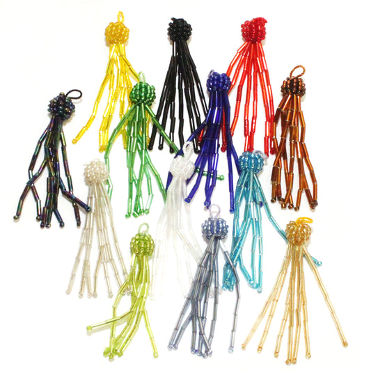 Glass Bugle & Seed Bead Tassels 2 ¼” - Vintage - Multiple Colors