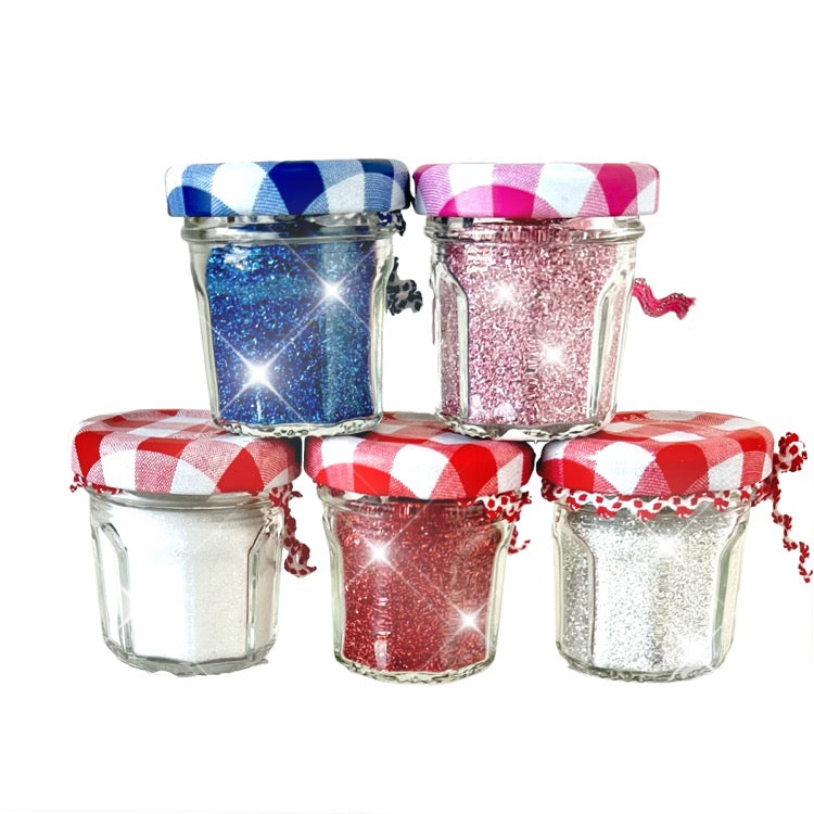 Glass Glitter in a Little Bonne Maman Jar