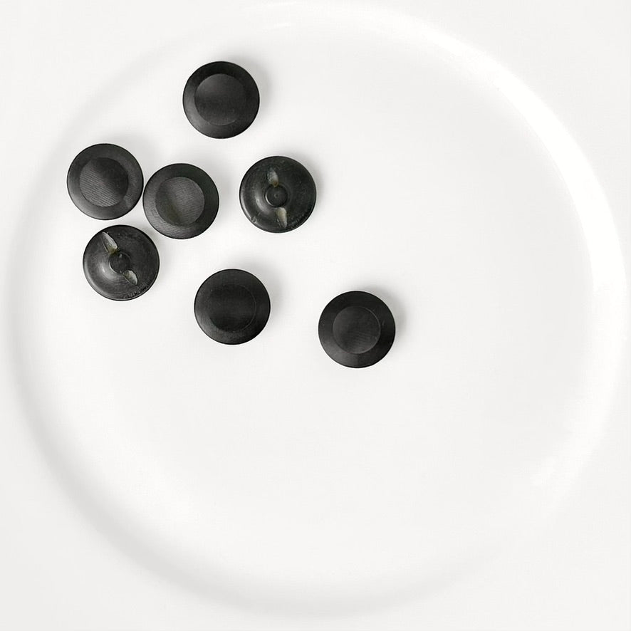 15MM Black-Brown Shank Button - Vintage