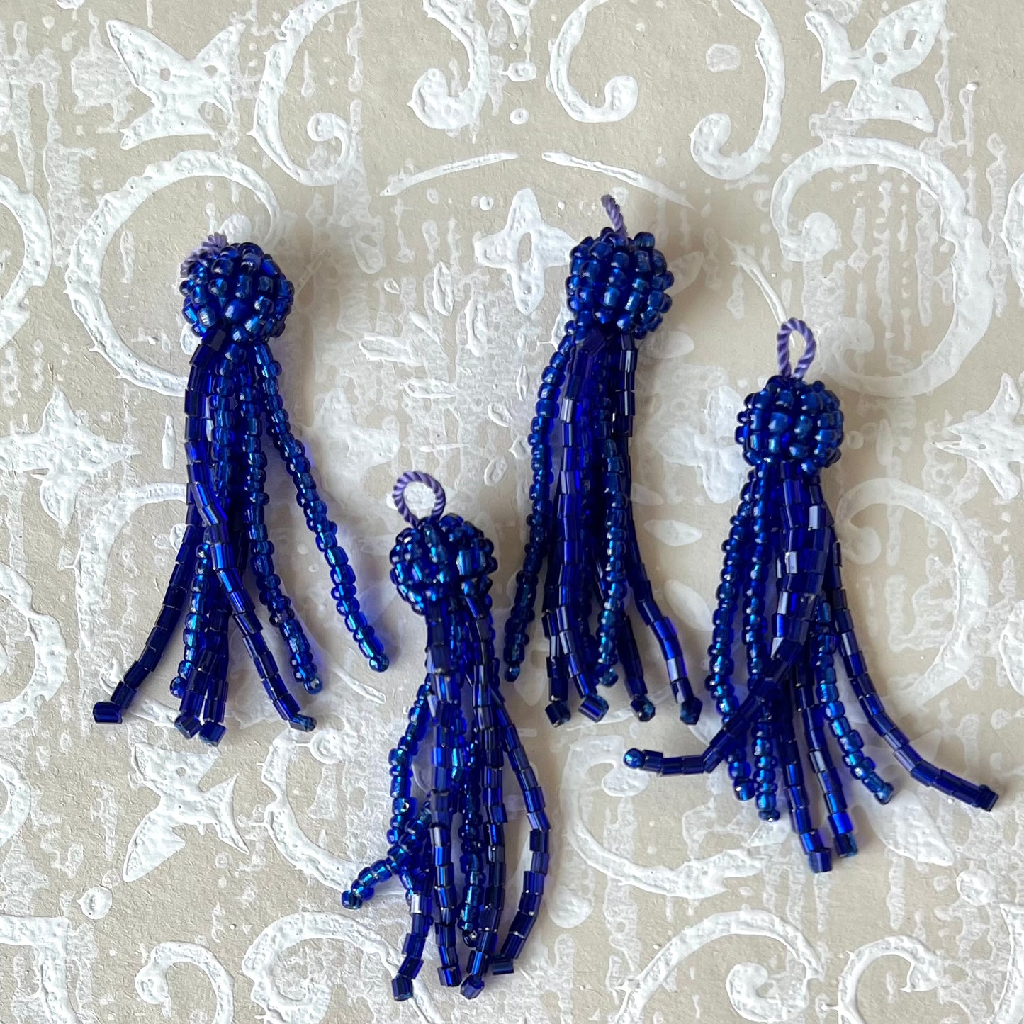 Glass Beaded Tassels 1-3/4" - Vintage - Multiple Colors