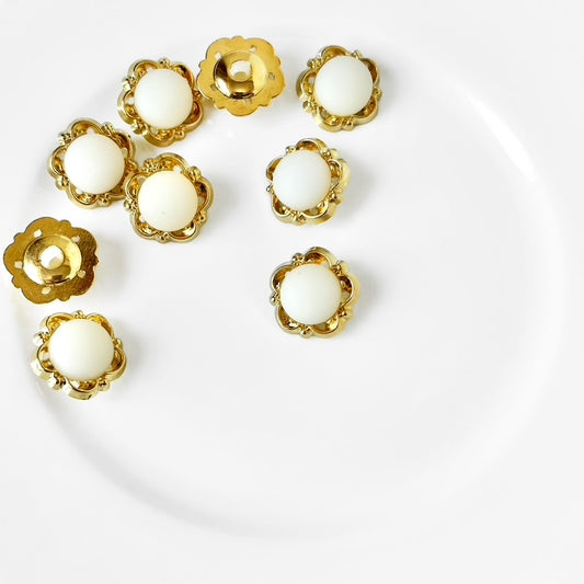Flower Shape Gold & White Shank Button