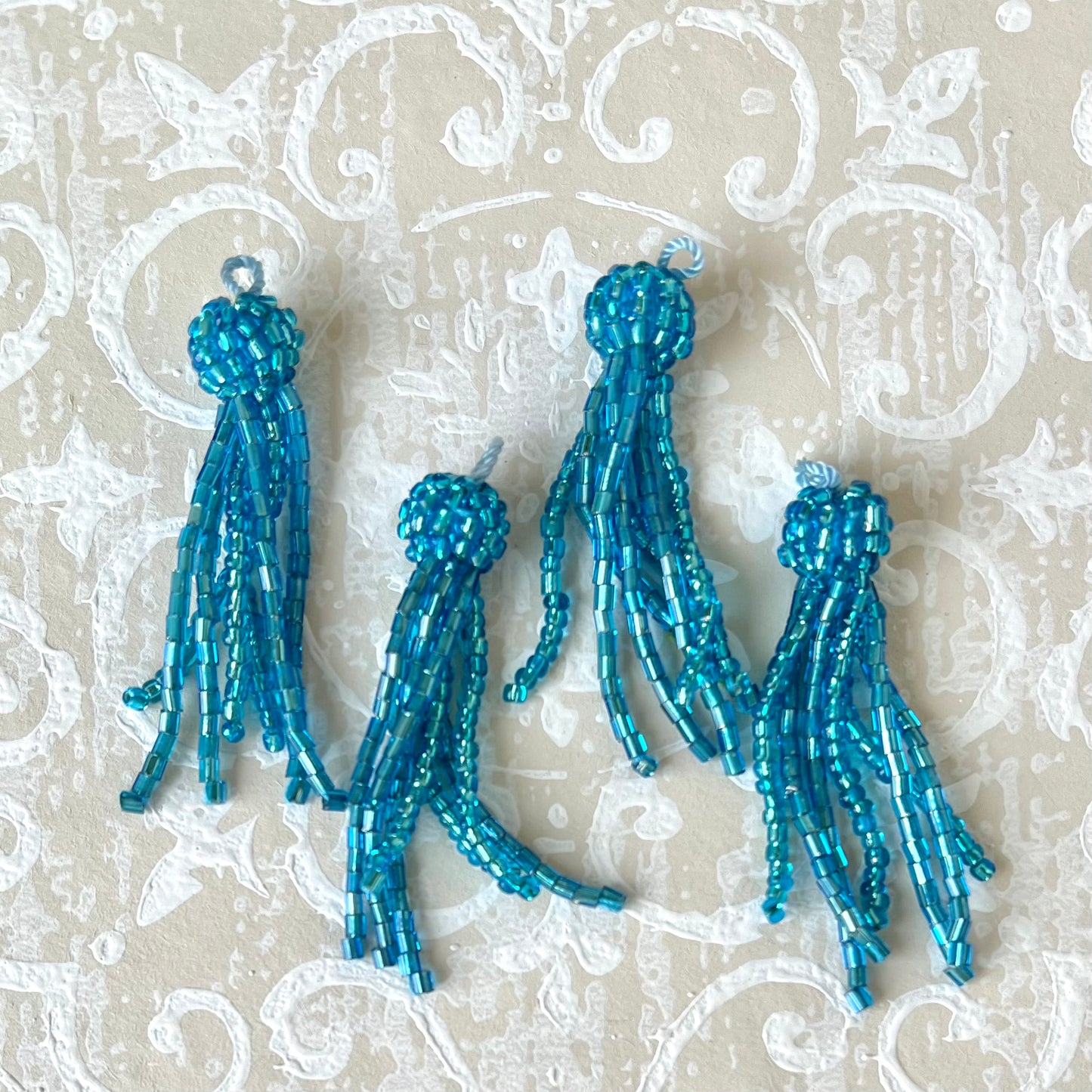 Glass Beaded Tassels 1-3/4" - Vintage - Multiple Colors