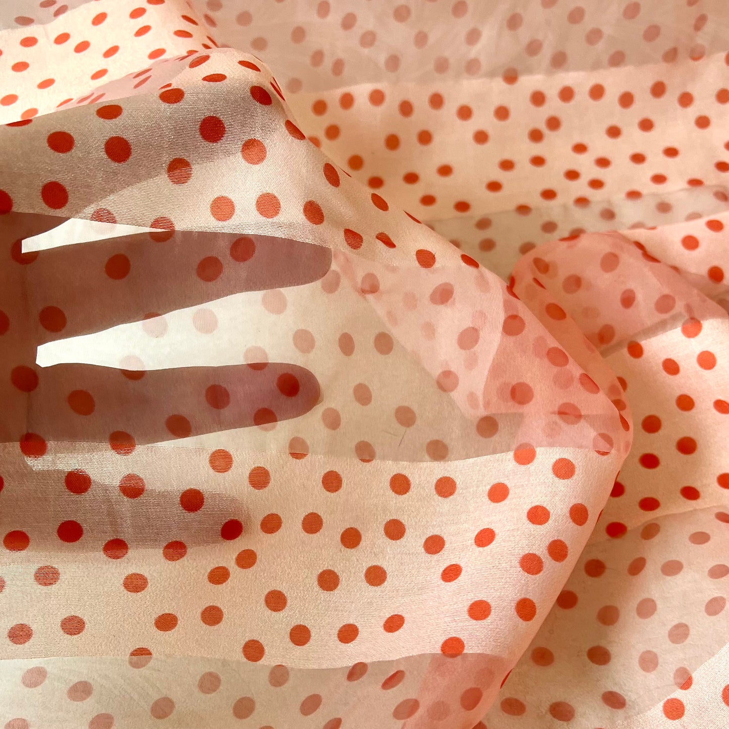Sheer Orange Dots and Stripes - Half Yard