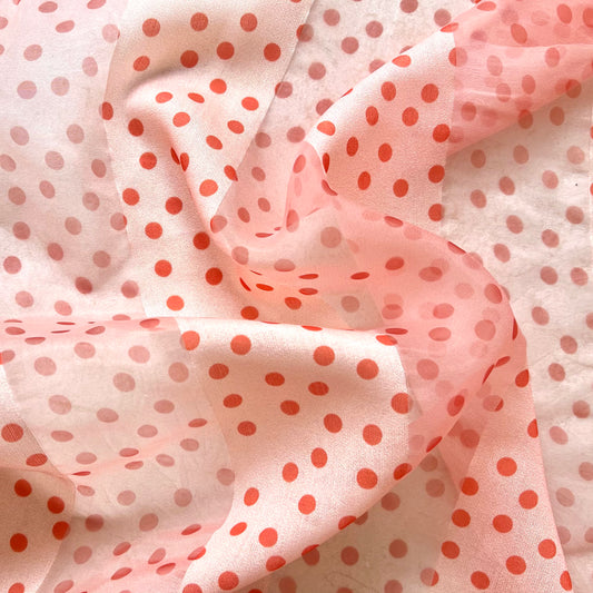 Sheer Orange Dots and Stripes - Half Yard