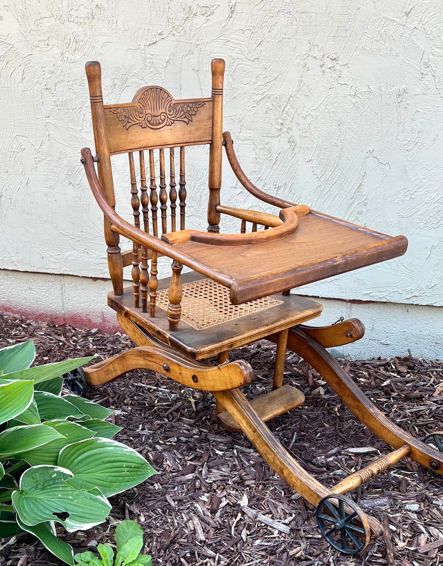 Victorian High-Low Wood High Chair