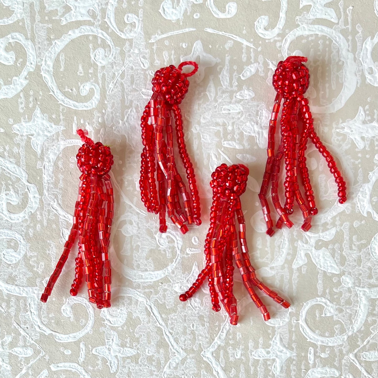 Glass Beaded Tassels 1-3/4" - Vintage - Multiple Colors