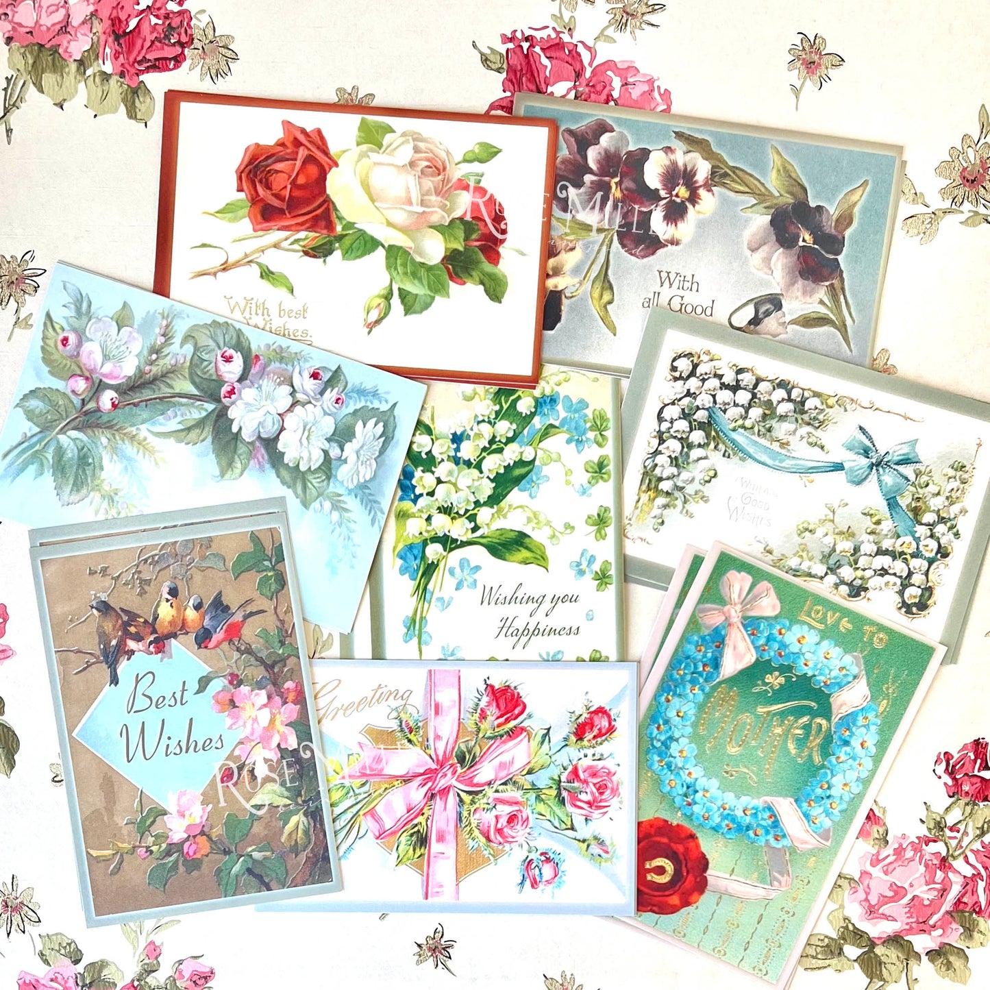 Vintage Flowers - Set of Postcards