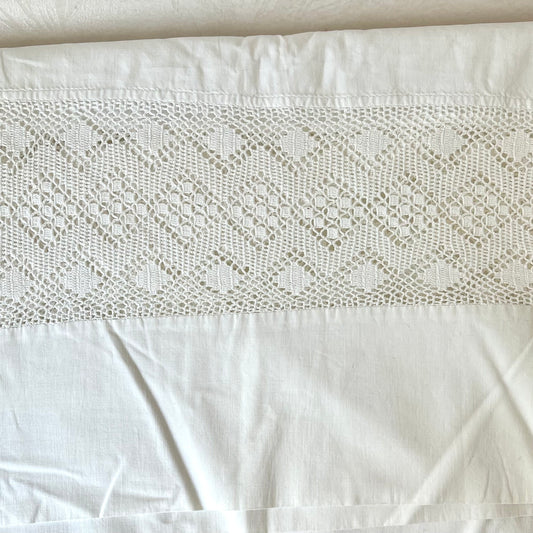 Vintage Cotton Crochet Insert Edge Sheet
