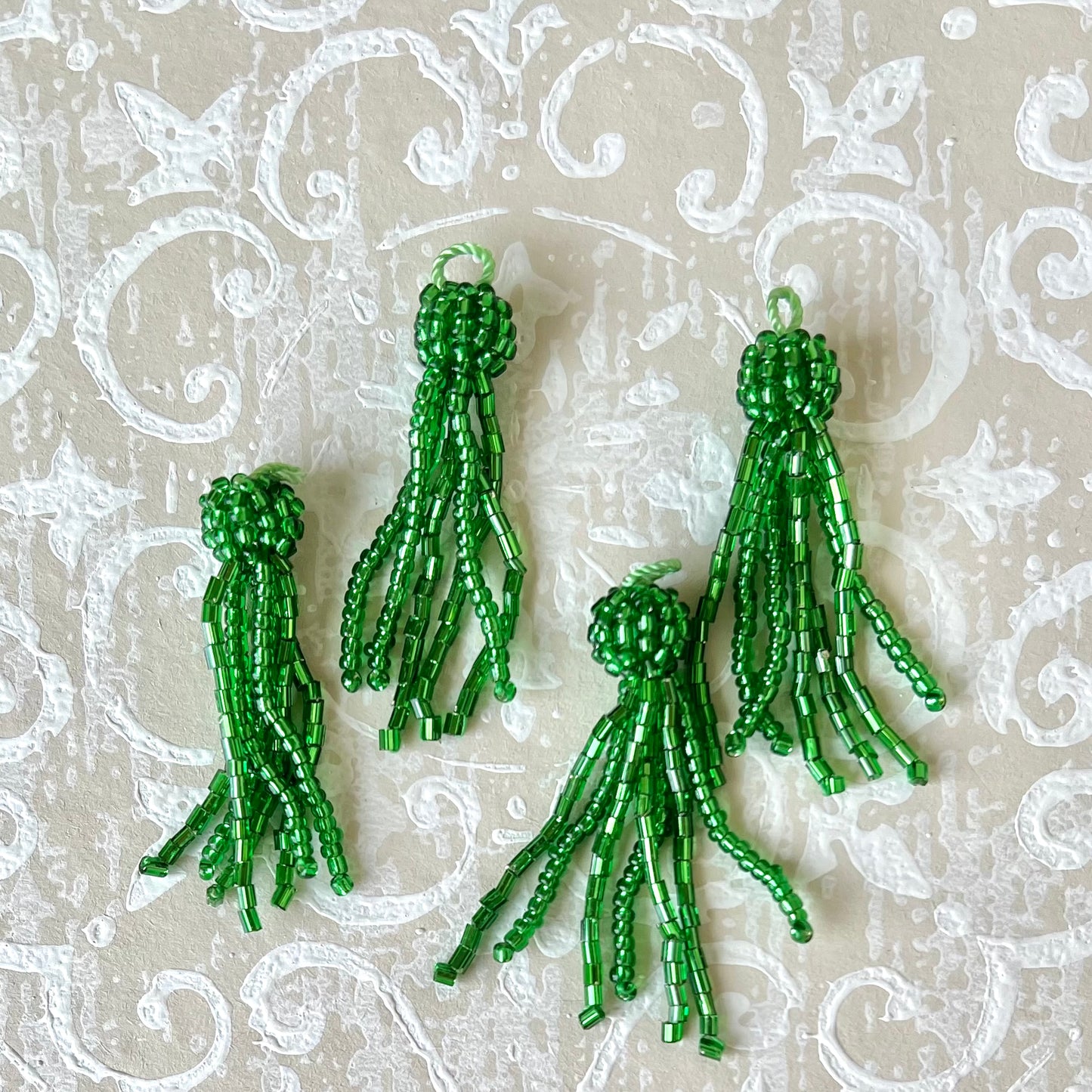 Glass Beaded Tassels 1-3/4" - Vintage - Multiple Colors