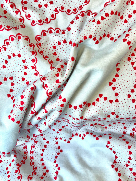 Rodarte Doily Hearts French Terry Knit Fabric - 68"- Half Yard