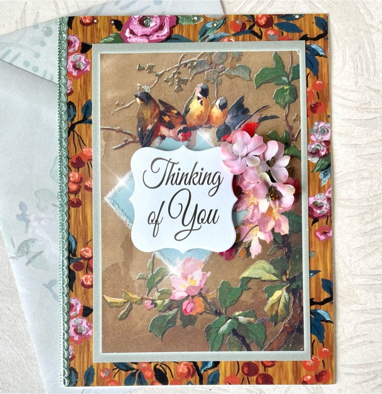 Birds and Wood - Handmade Greeting Card