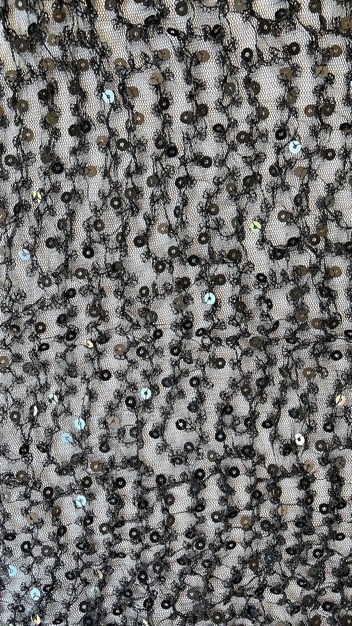 Stretch Sequin Tulle Fabric - White or Black