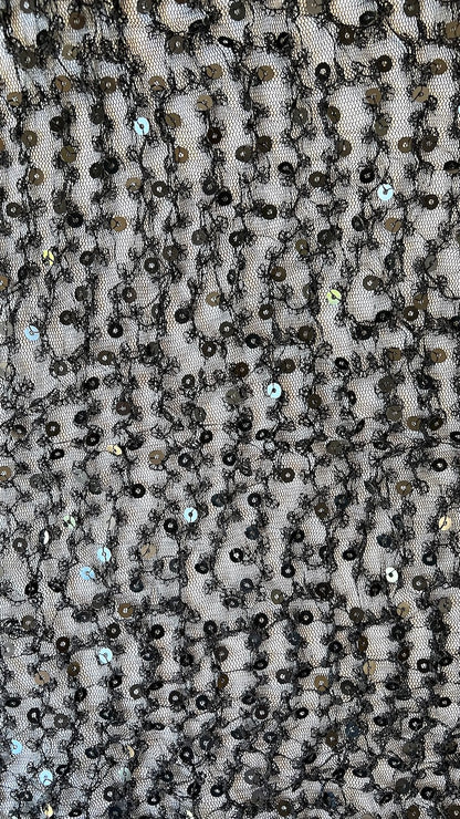 Stretch Sequin Tulle Fabric - White or Black