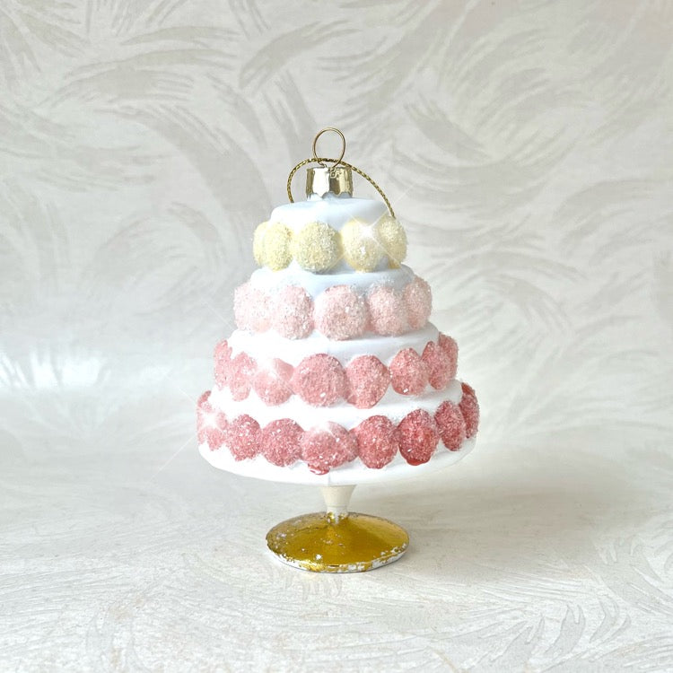 Glittered Macaroon Cake Ornament