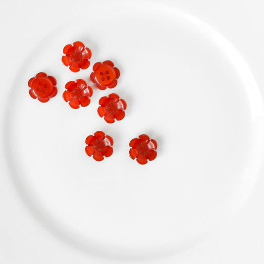 15MM 4 Hole Flower Buttons - Multiple Colors