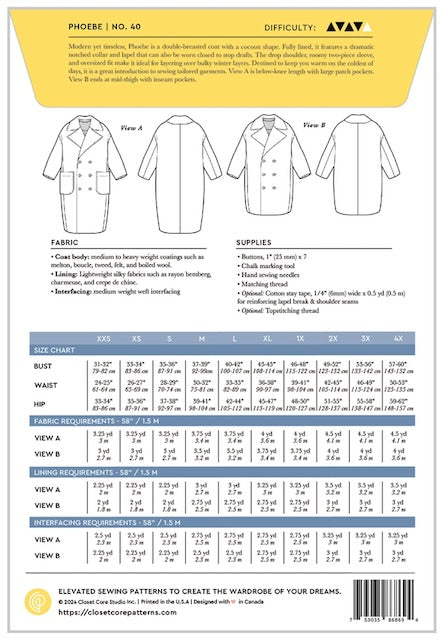 Phoebe Coat Pattern