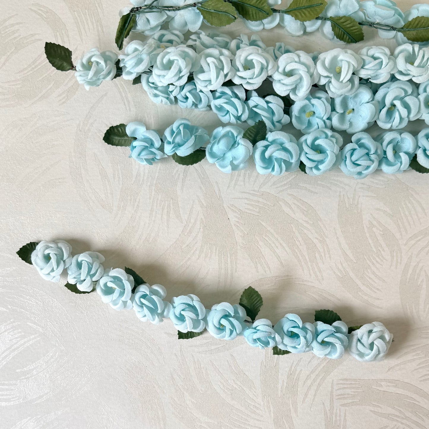 Light Blue Rose Garland Vintage Millinery Flowers