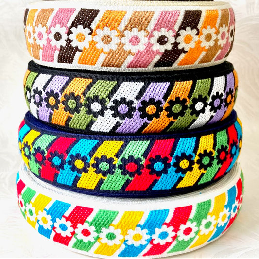 Diagonal Stripes and Daisies Jacquard  - Multiple Colorways
