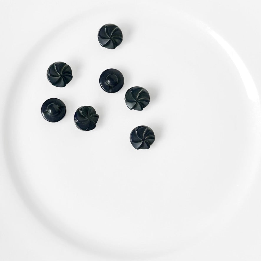Black Pin Wheel Shank Buttons - Vintage - Multiple Sizes