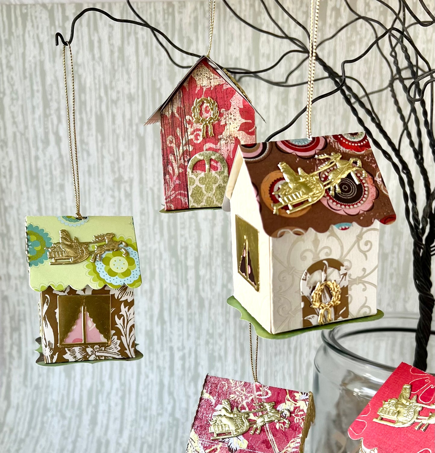 5 Mini Holiday House Ornaments - Kit