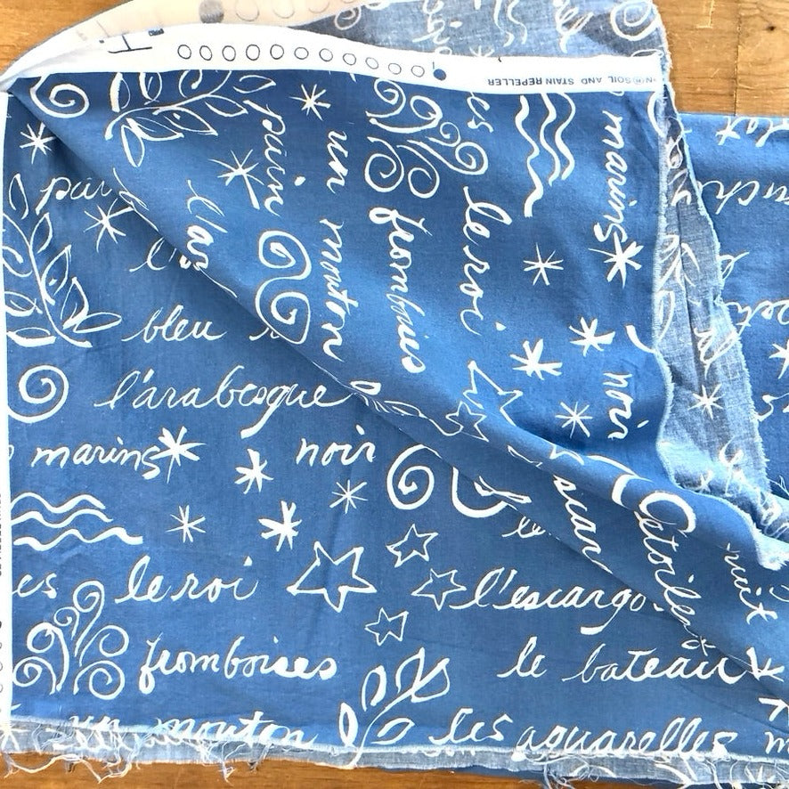 French Script Decorator Fabric - Vintage