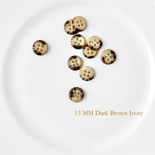 Basic Dark Brown Ivory 13MM & 20MM Buttons - Vintage