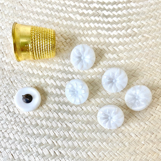 Milk Glass Flower Shank Buttons - Vintage