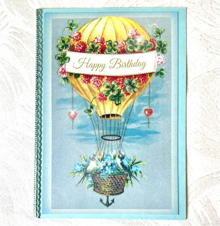 Happy Birthday Hot Air Balloon - Handmade Greeting Card